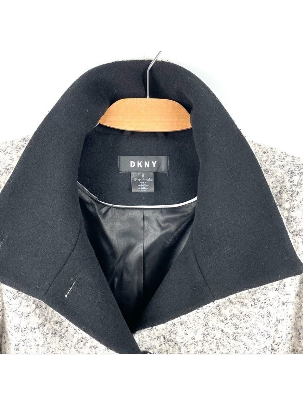 DKNY Black and White Tweed Coat - Picture 8 of 13